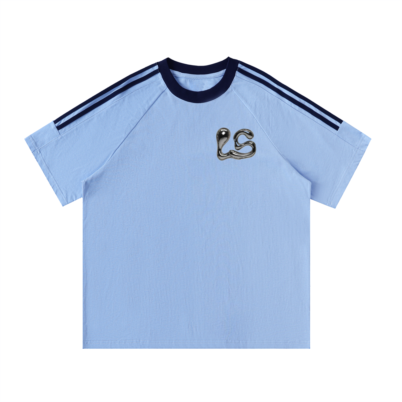 Contrast Tape Crewneck Cotton T-Shirt