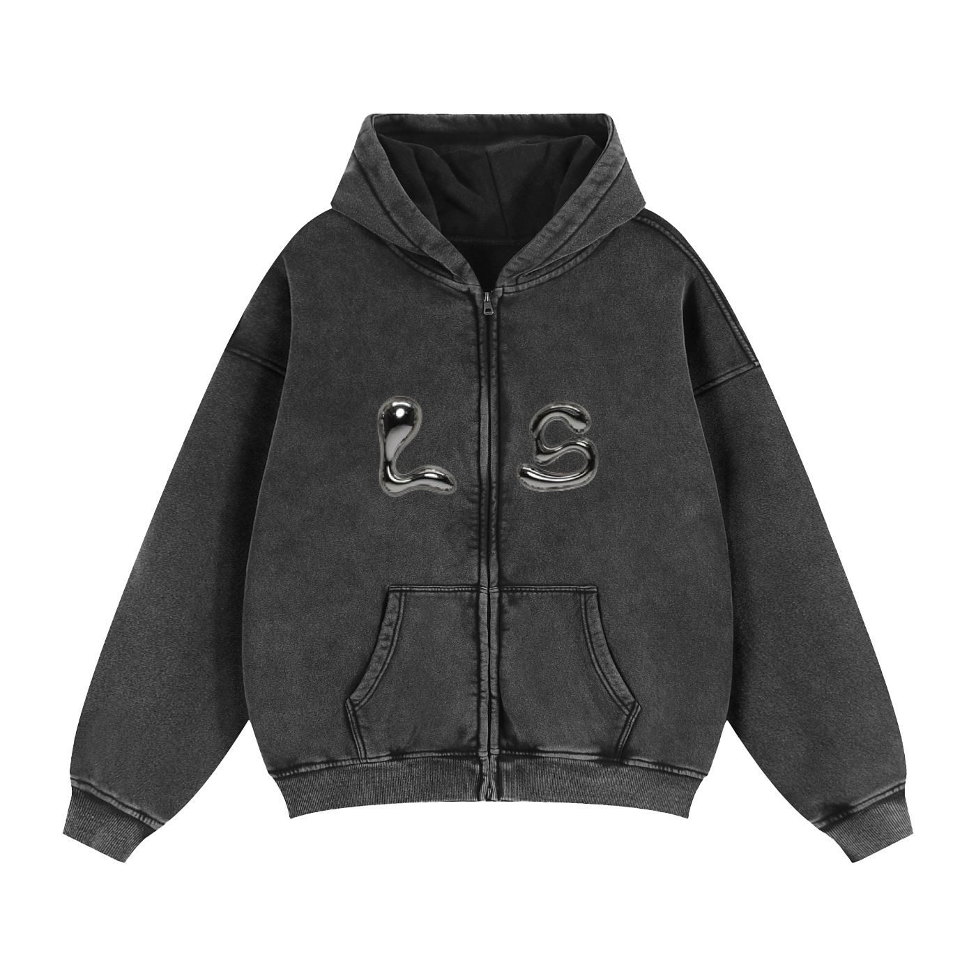 LS Zip-Through Boxy Fleece Hoodie