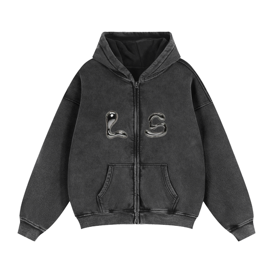 LS Zip-Through Boxy Fleece Hoodie