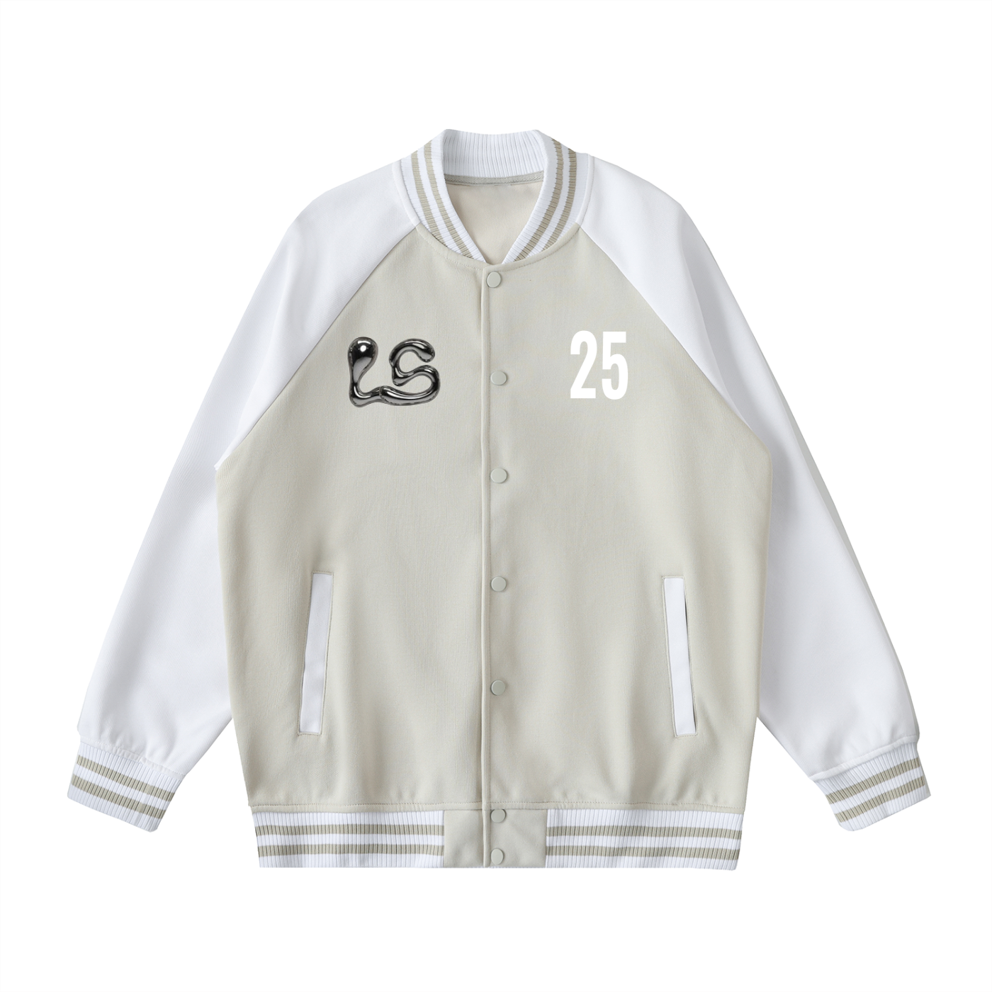 Two Tone Raglan Sleeve Varsity Jacket