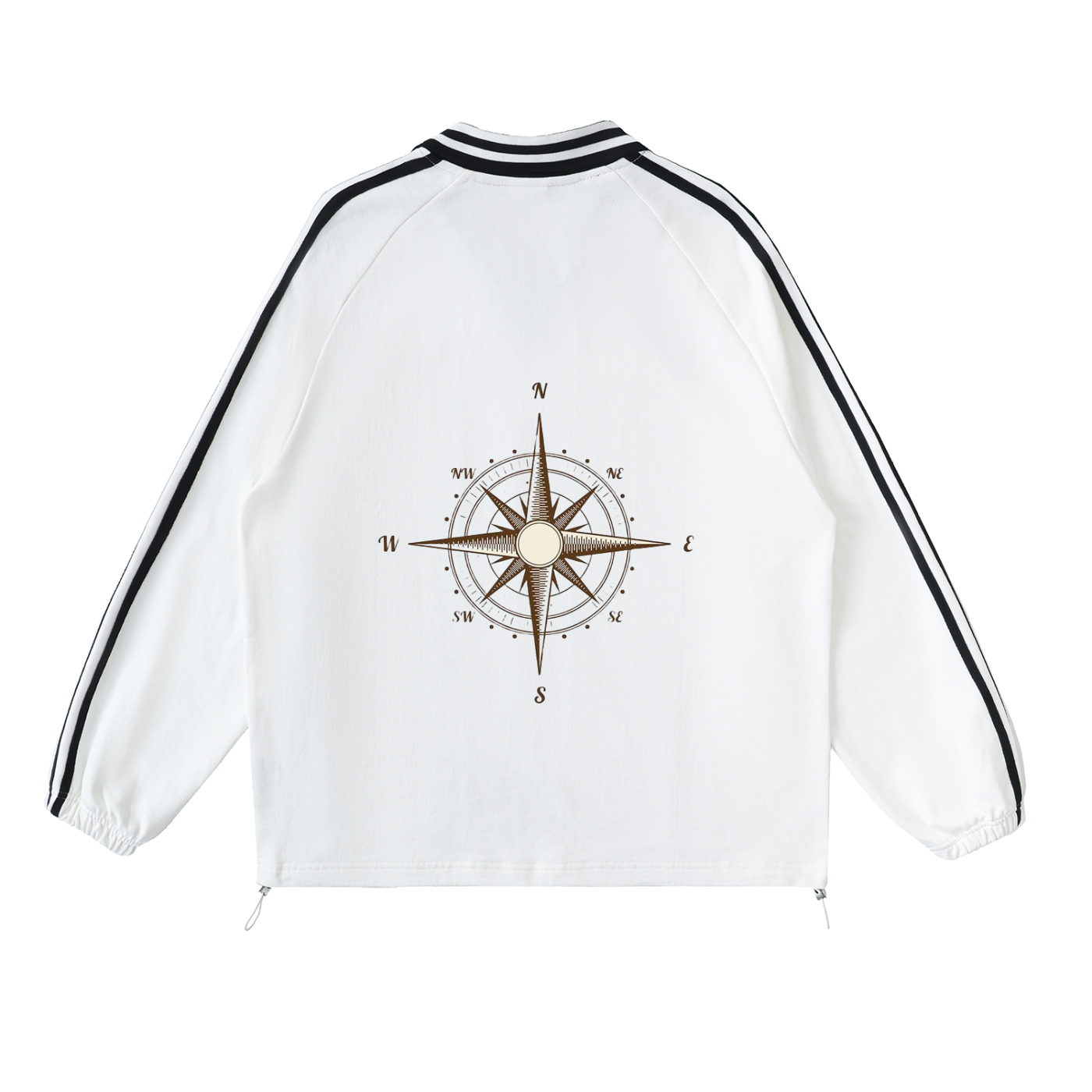 Contrast Striped Lapel Collar Sweatshirt